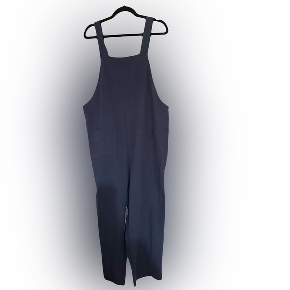 Women's Blue Linen Overalls - Picture 6 of 8